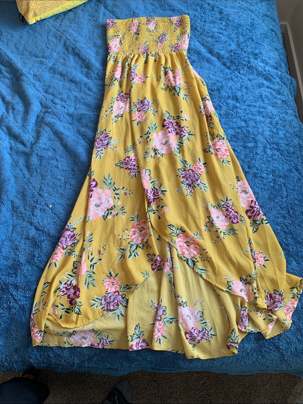 Socialite Yellow Floral High-Low Maxi Dress